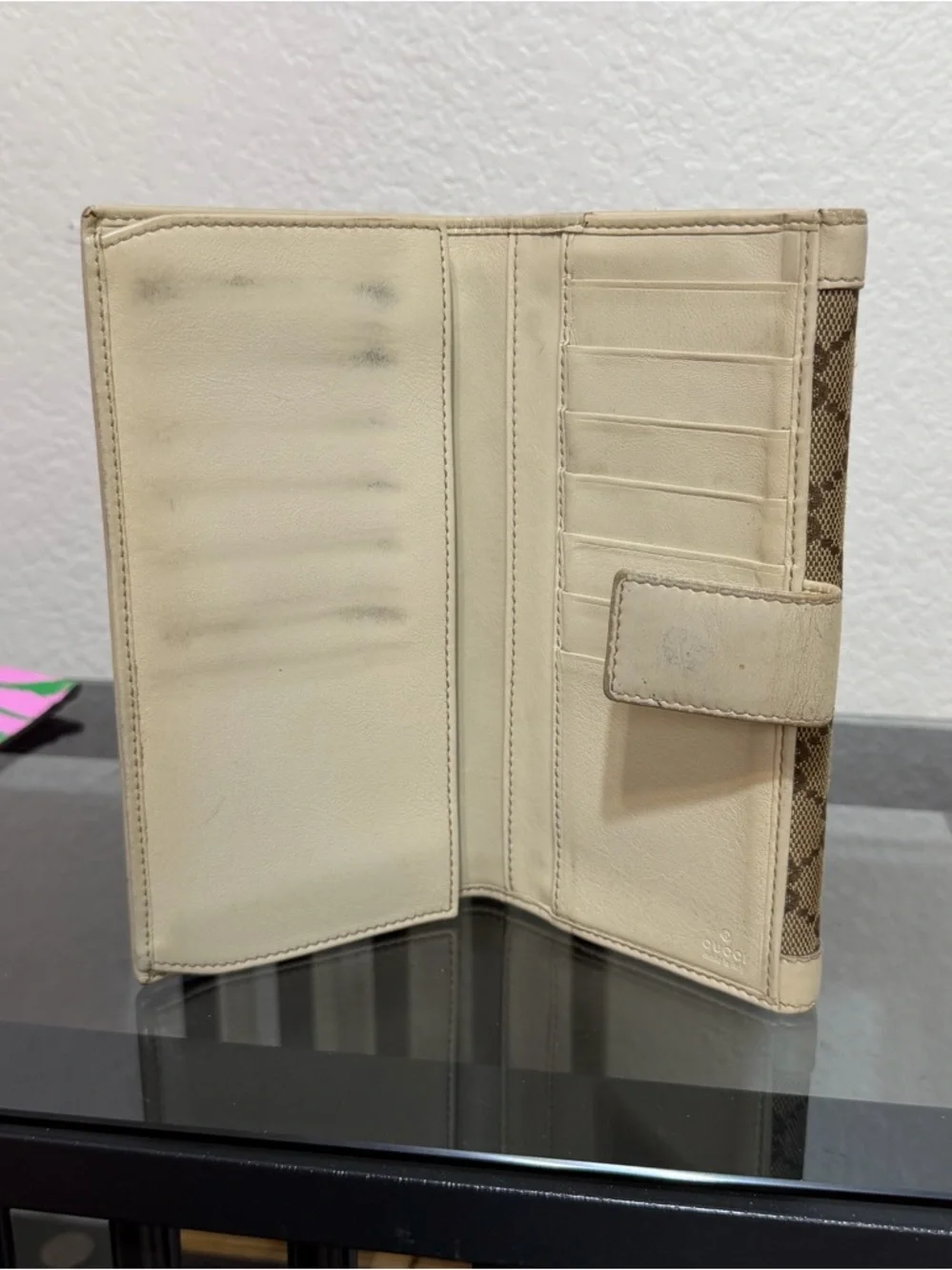 Gucci Beige Brown GG Canvas Continental Wallet with Cream Trim - Picture 4 of 7